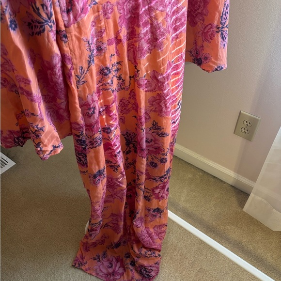 Free People Clementine Floral Maxi Dress Size 12 NWT Peach Pink Boho Open Back - Picture 6 of 6